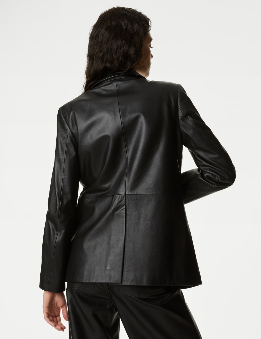 Leather Relaxed Single Breasted Blazer image 6