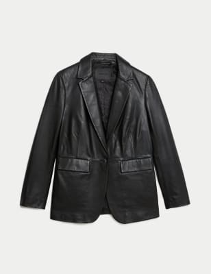 Leather Relaxed Single Breasted Blazer