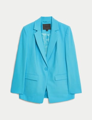 

Autograph Blazer de mezcla de lana con botonadura simple y sedaWomens - Medium Turquoise, Medium Turquoise