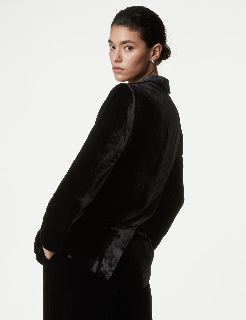 Velvet Double Breasted Blazer with Silk image 5