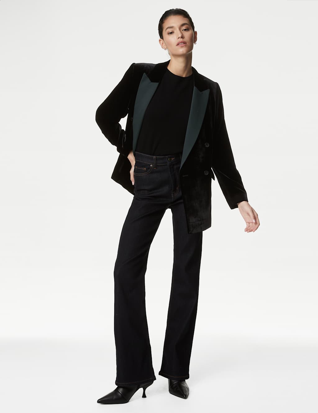Velvet Double Breasted Blazer with Silk image 6