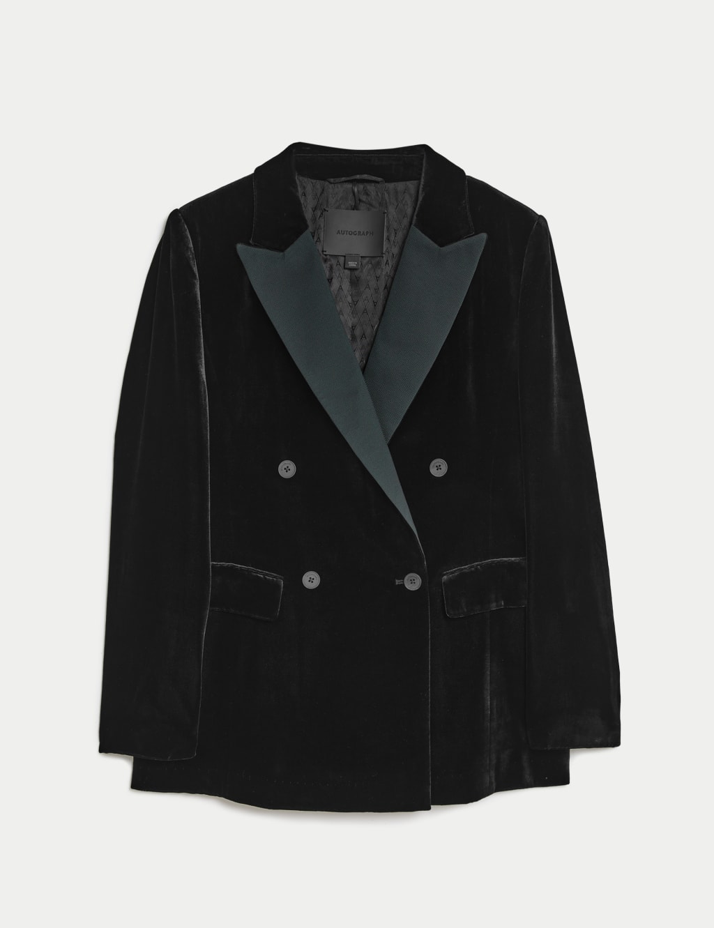 Velvet Double Breasted Blazer with Silk image 2