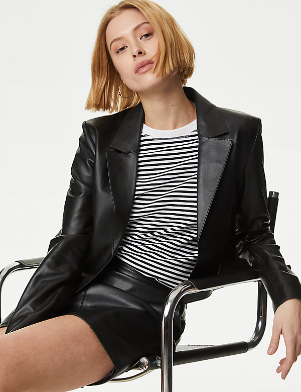 Pure Leather Cropped Blazer - TW