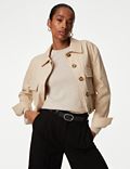 Cotton Rich Collared Cropped Utility Jacket