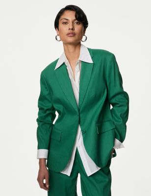 Autograph Womens Linen Blend Single Breasted Blazer - 8 - Holly, Holly,Opaline