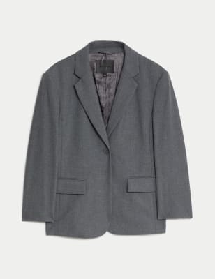 Relaxed Single Breasted Blazer With Wool