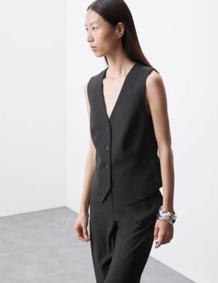 Wool Blend Tailored Waistcoat with Silk - CA