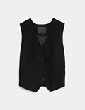 Wool Blend Tailored Waistcoat with Silk