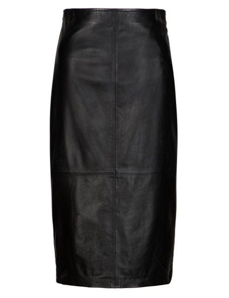 Luxury Leather Panelled Pencil Skirt | Autograph | M&S
