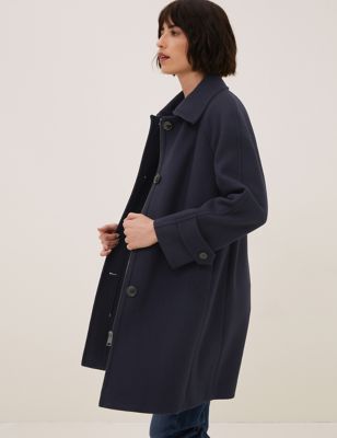

Womens Autograph Wool Rich Car Coat with Cashmere - Navy, Navy