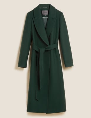 

Womens Autograph Wool Rich Belted Longline Coat with Cashmere - Bottle Green, Bottle Green