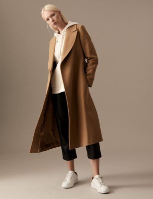 

Womens Autograph Wool Rich Belted Longline Coat with Cashmere - Camel, Camel