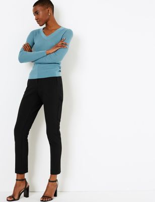 straight leg ankle grazer trousers