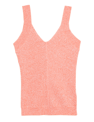 

Womens Autograph Cotton Blend Textured V-Neck Knitted Vest - Bright Coral, Bright Coral