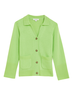 

Womens Autograph Merino Wool Rich Collared Midi Cardigan - Pale Lime, Pale Lime