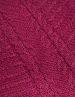 

Womens Autograph Cable Knit Funnel Neck Jumper with Wool - Raspberry, Raspberry