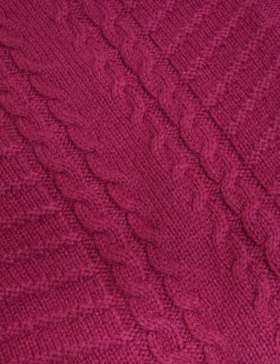 

Womens Autograph Cable Knit Funnel Neck Jumper with Wool - Raspberry, Raspberry