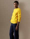 Wool Rich Cable Knit Crew Neck Jumper