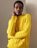 Wool Rich Cable Knit Crew Neck Jumper