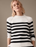 Cotton Rich Striped Crew Neck Jumper