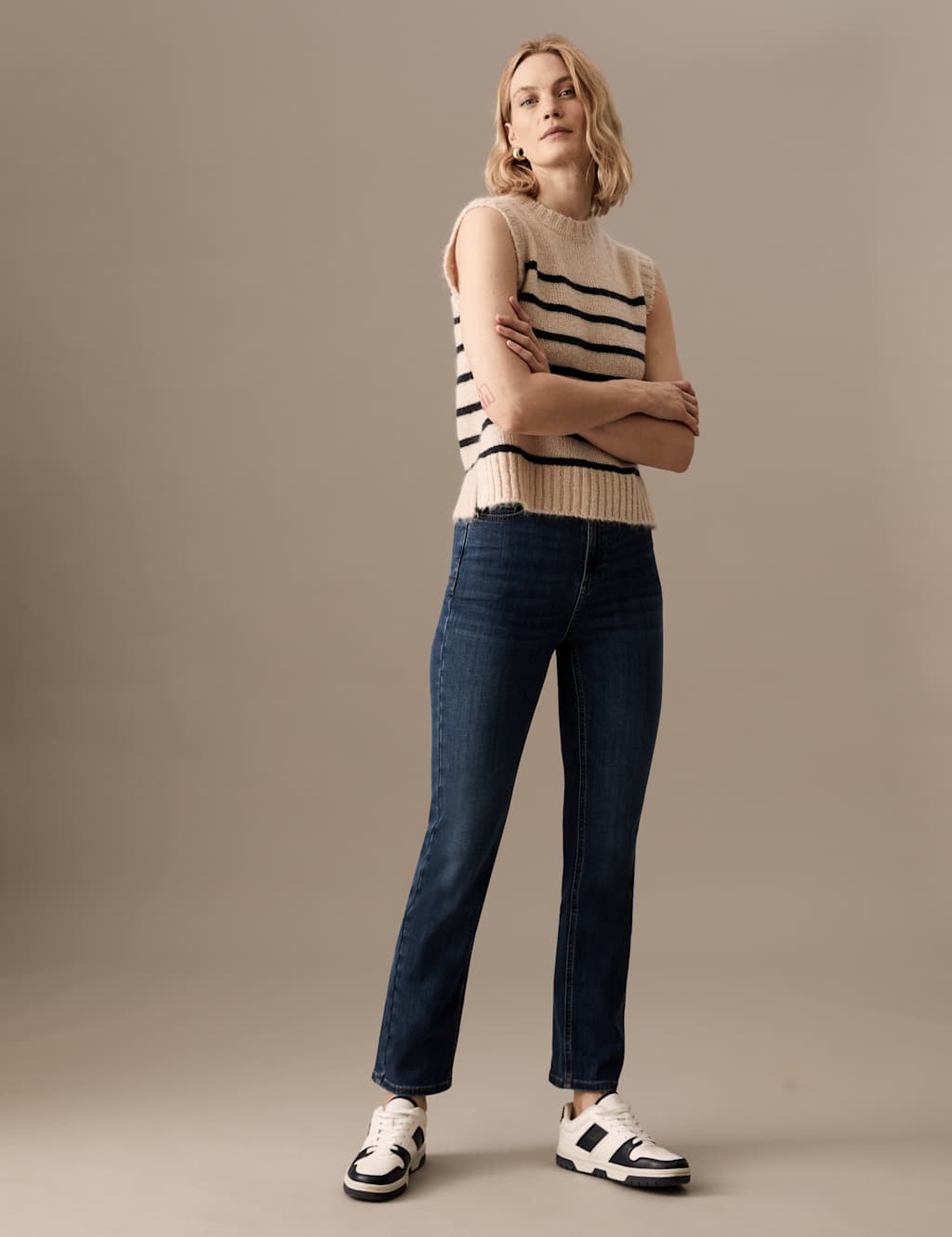 Mohair Blend Striped Knitted Vest with Wool image 2
