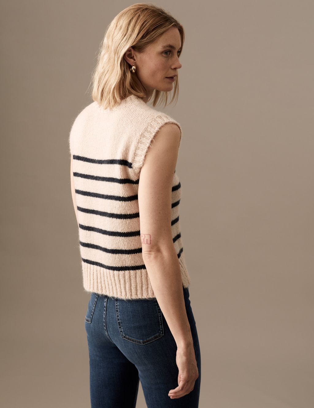 Mohair Blend Striped Knitted Vest with Wool image 3
