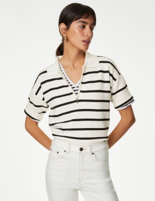 

Autograph Jersey con media cremallera 100% lana de merino de rayasWomens - Black Mix, Black Mix
