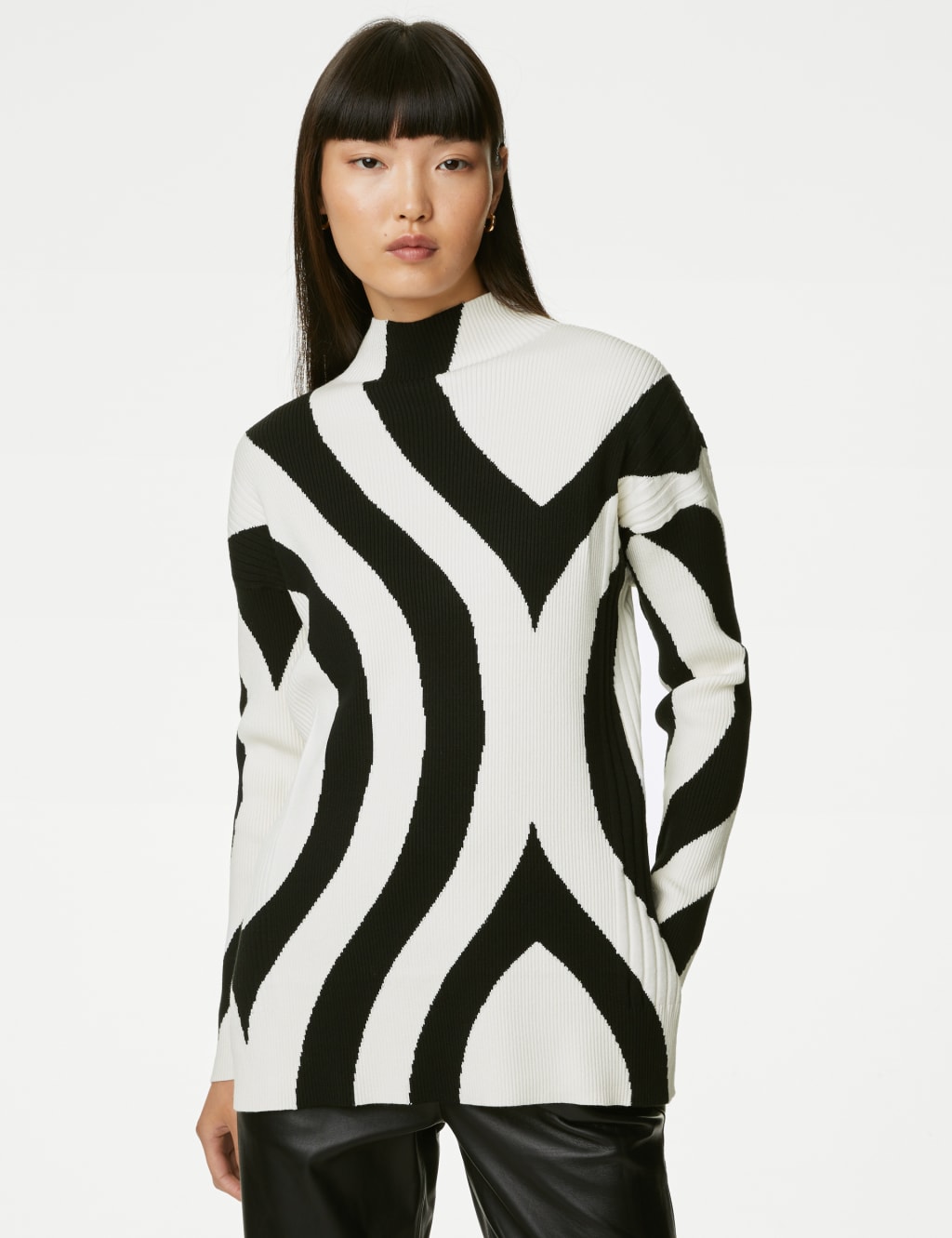 Patterned Funnel Neck Longline Jumper image 5
