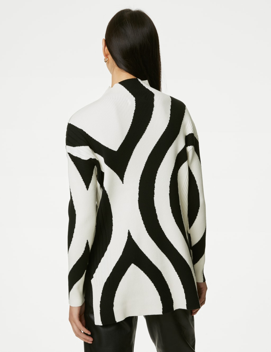 Patterned Funnel Neck Longline Jumper image 6