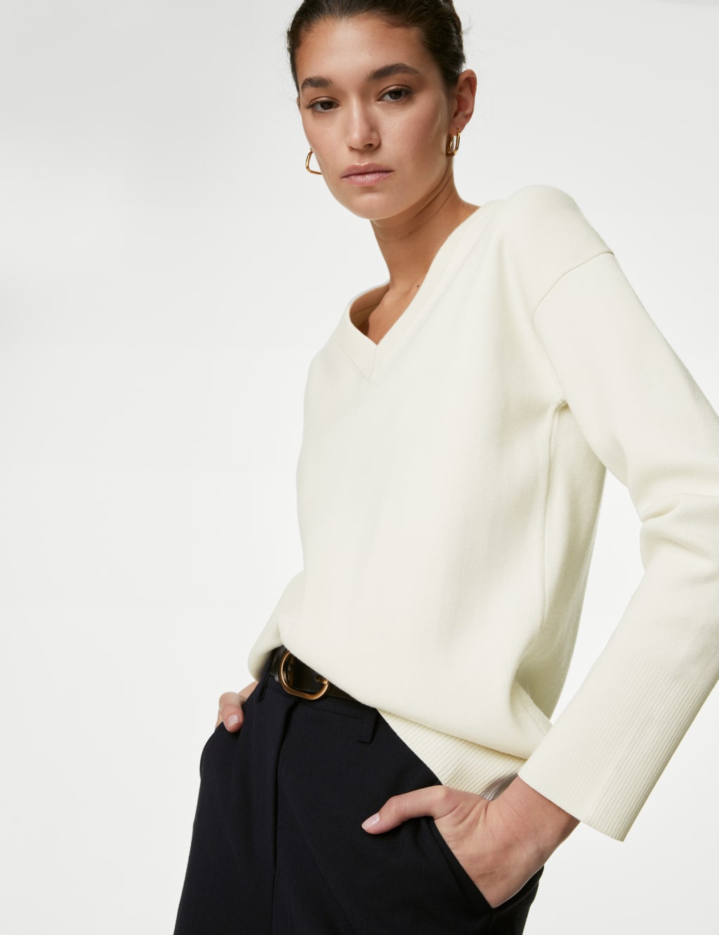 V-Neck Longline Jumper image 1