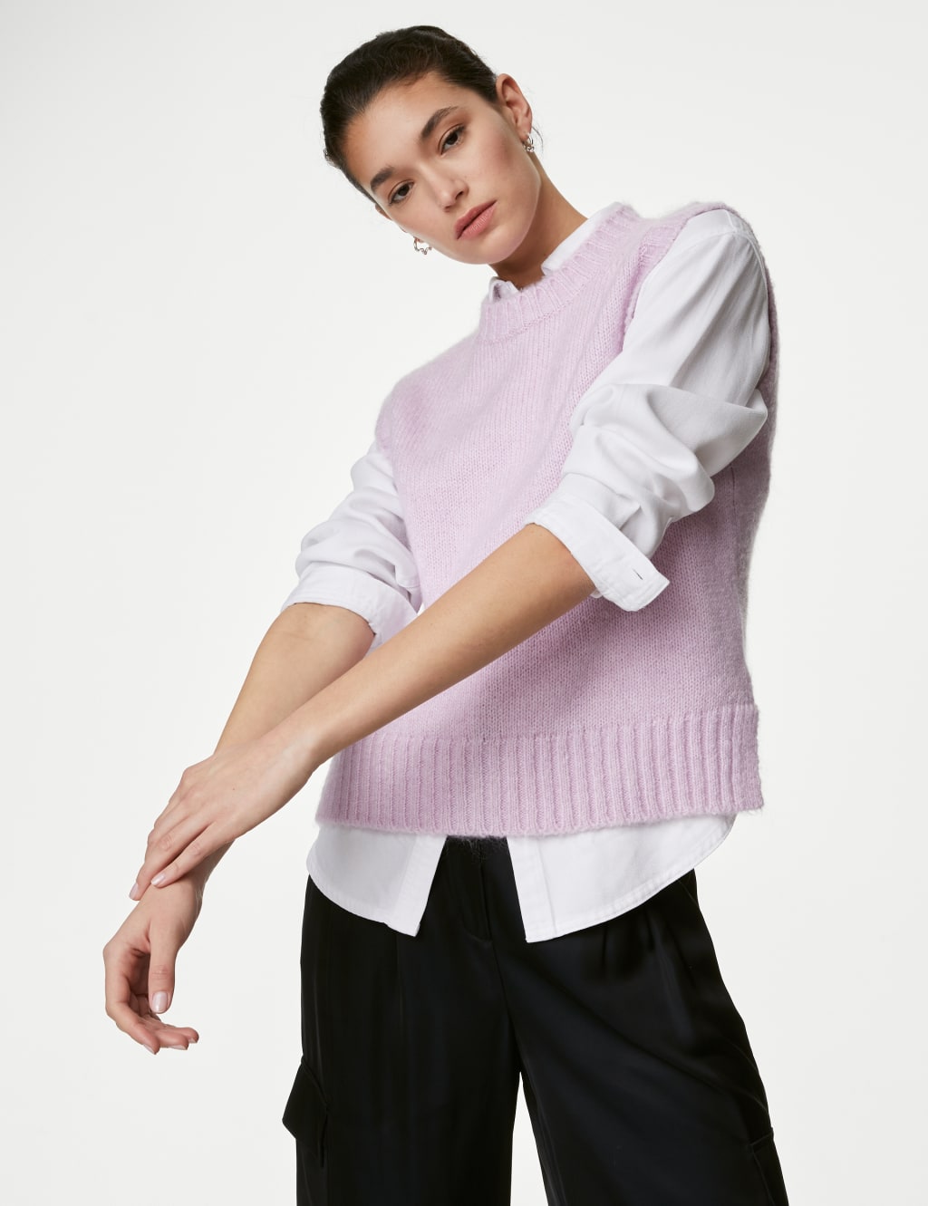 Moxidress Crewneck Sleeveless Button Down Knitting Top main image 0