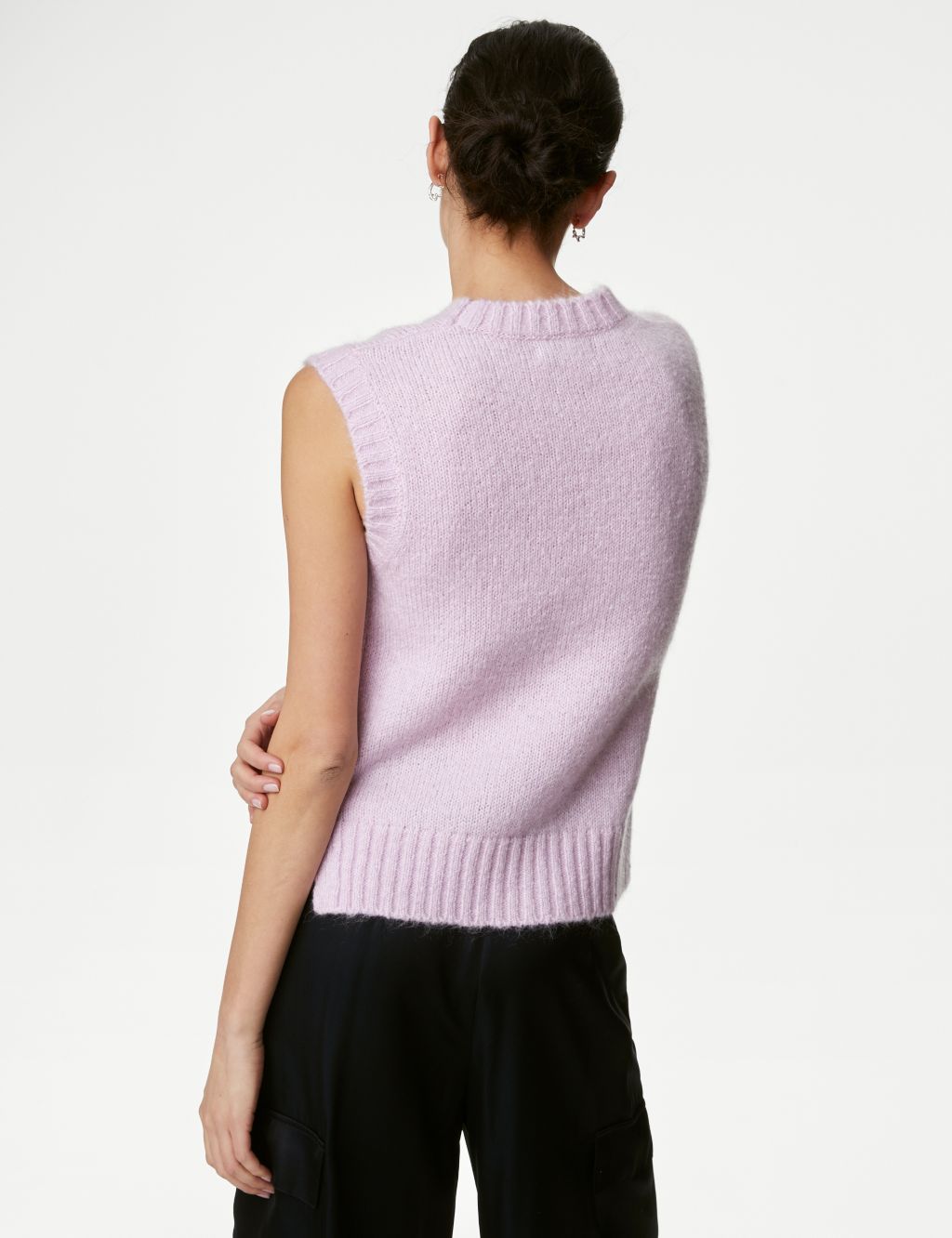 Crew Neck Knitted Jumper Vest with Mohair image 5