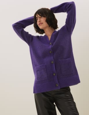 

Womens Autograph Strickjacke mit V-Ausschnitt aus Wollmischgewebe - Ultraviolet, Ultraviolet