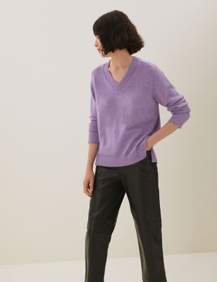 

Womens Autograph V-Neck Relaxed Jumper with Yak Wool - Lilac, Lilac