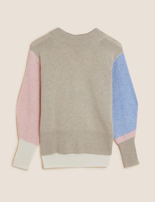 M&S Autograph Womens Colour Block Jumper with Wool