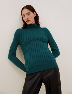 

Womens Autograph Pure Merino Wool Funnel Neck Jumper - Bottle Green, Bottle Green