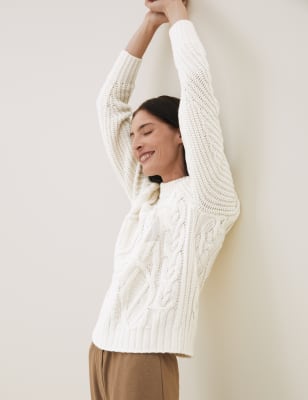 

Womens Autograph Wool Rich Cable Knit Jumper - Ivory, Ivory