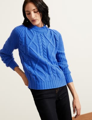 

Womens Autograph Wool Rich Cable Knit Jumper - Rich Blue, Rich Blue