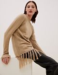 Fringed Longline Jumper with Wool