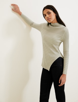 

Autograph Jersey con cuello chimenea de rayas de sedaWomens - Beige Mix, Beige Mix