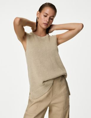 Pure Linen Knitted Vest - VN
