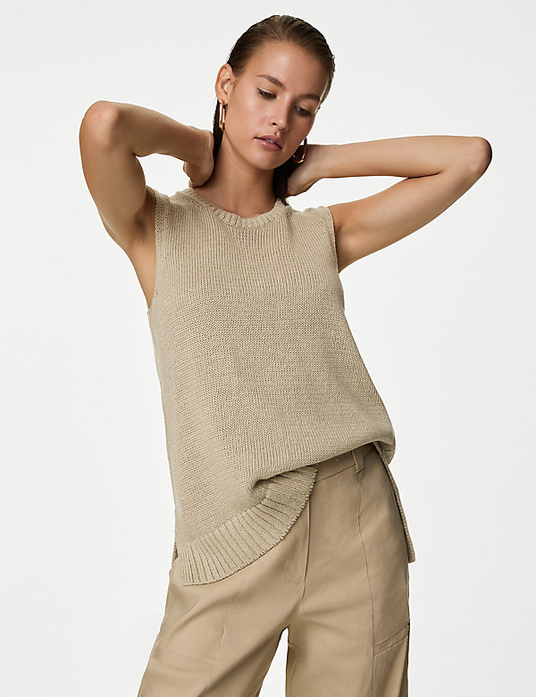 Pure Linen Knitted Vest - SG