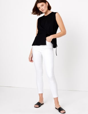 Skinny jeans van katoen met hoge taille