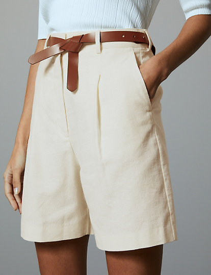 Belted Shorts with Linen