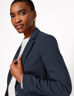 Blazer met enkele rij knopen en wol