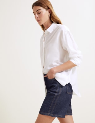 

Autograph Pantalón corto denim de cintura alta de Tencel™Womens - Dark Indigo, Dark Indigo