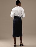 Denim Button Front Midaxi A-Line Skirt
