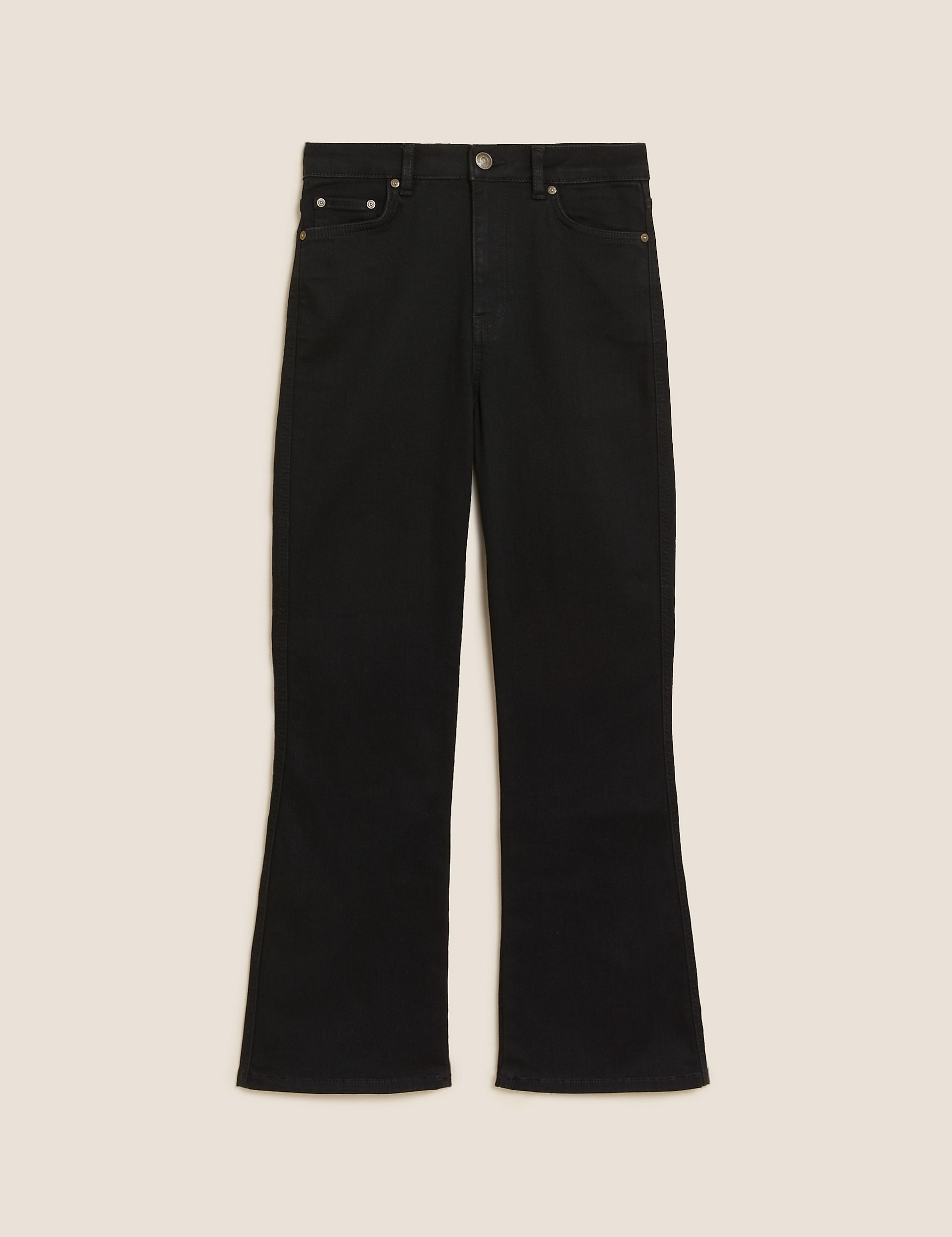 Tencel™ Blend High Waisted Flared Cropped Jeans