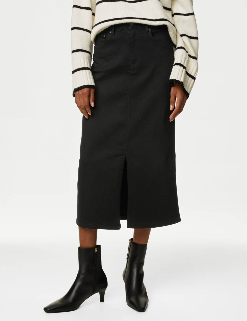 Cotton Blend Denim Midaxi Skirt image 3