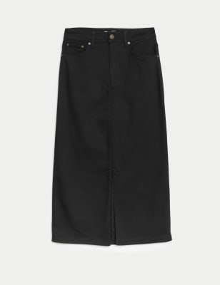

Womens Autograph Midaxi-Denimrock aus Baumwollmischgewebe - Black, Black